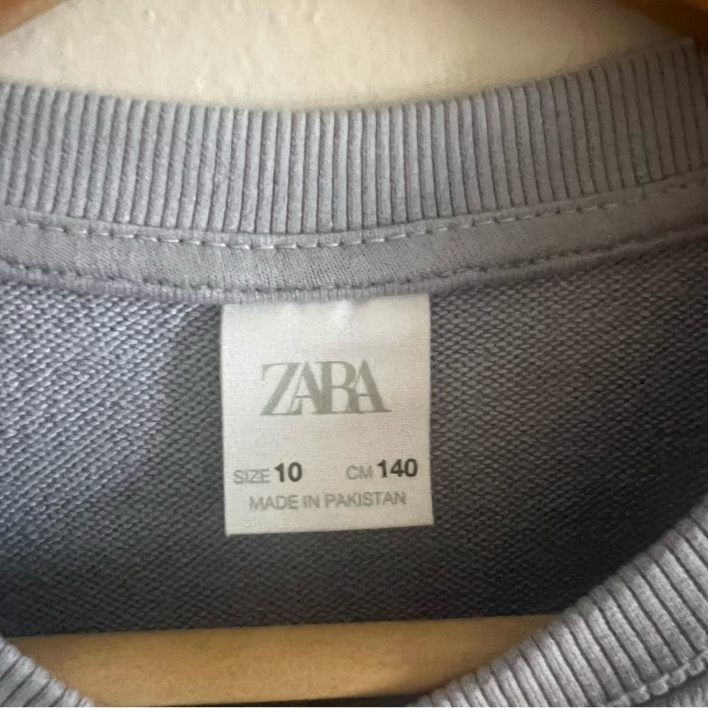 Zara| Kids Crew Neck Long Sleeve Sweatshirt Light Blue- Size 10 - Picture 4 of 7